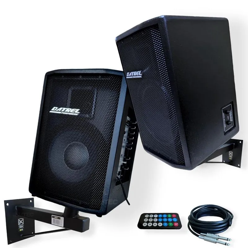 Kit caixa som ativa passiva 10 400W suporte datrel bt prof