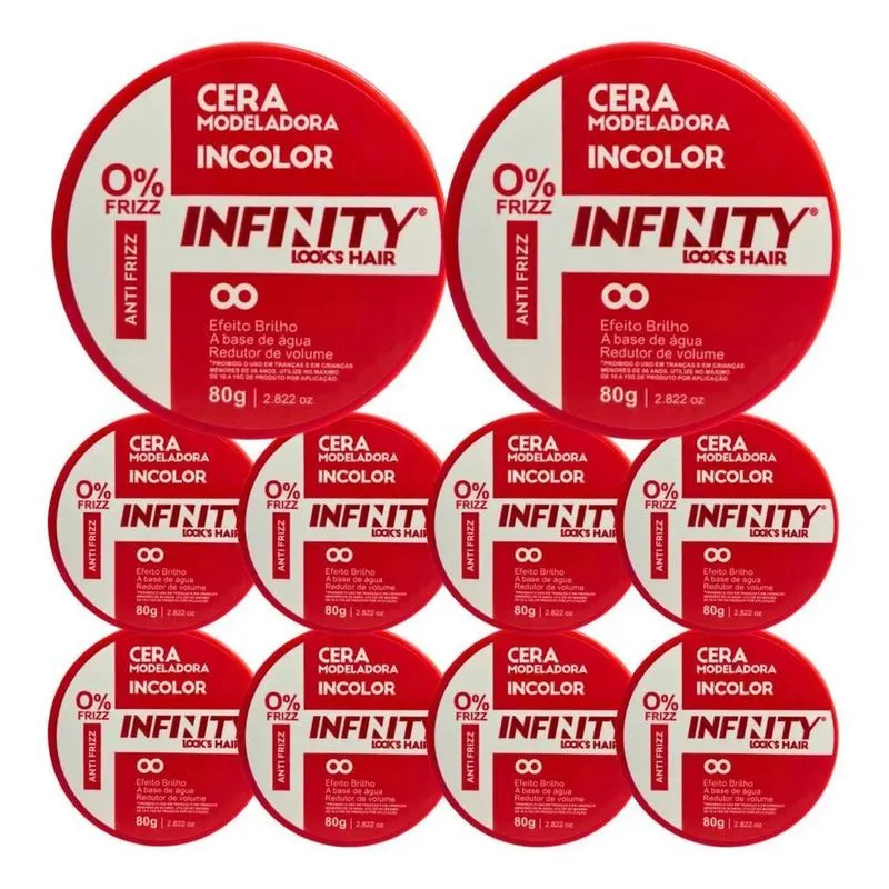 10x Kit 10 Pomada Infinity Mega Fixação 80g Escolha Cor Env
