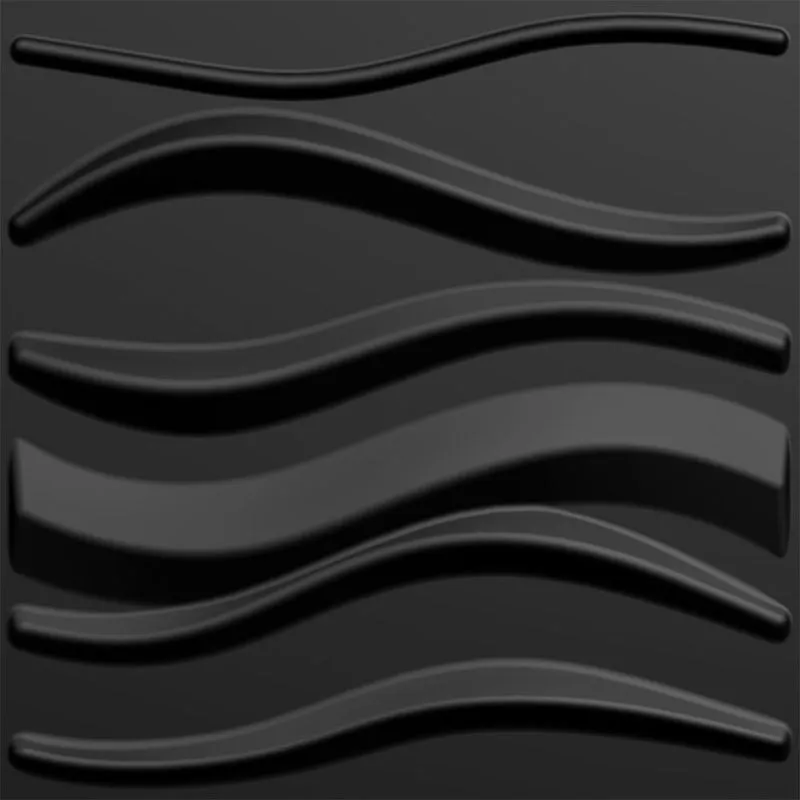 Kit 52 Placas 3d Pvc Preto Decoração Revestimento Wavy