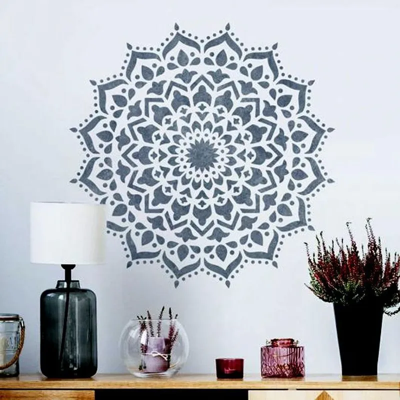 Stencil De Parede E Teto Mandala Da Longevidade 20 Cm