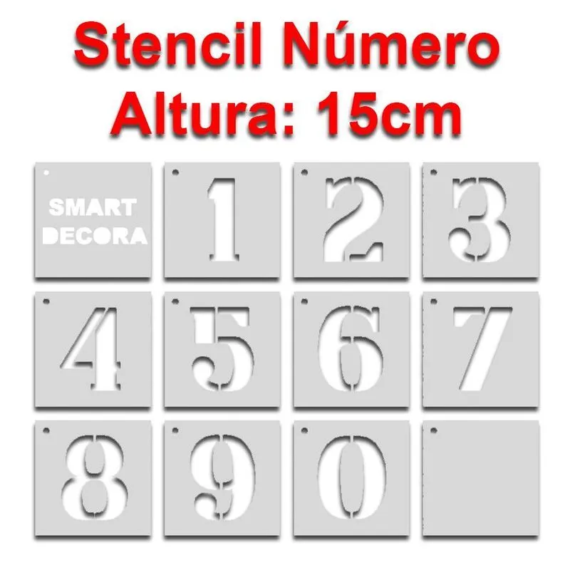 Stencil Molde Vazado Para Pintura Números 15cm De Altura