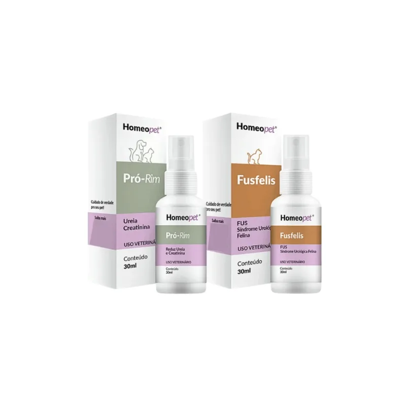 Kit Pró Rim + Fusfelis Cães Gatos Homeopet 30ml