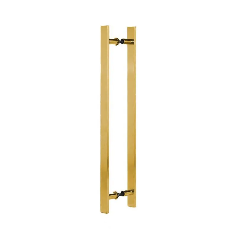 Puxador Duplo Alumínio 40cm Porta Pivotante Dourado