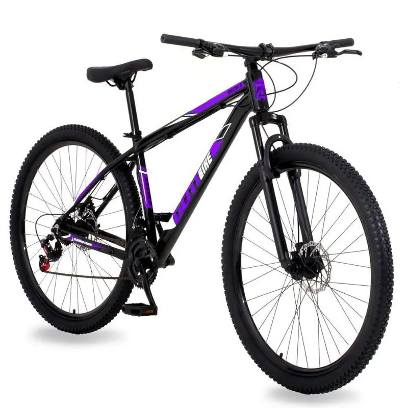 Bicicleta Aro 29 Alumínio 24v Rocker Freio A Disco Susp Gott 19 Preto Roxo