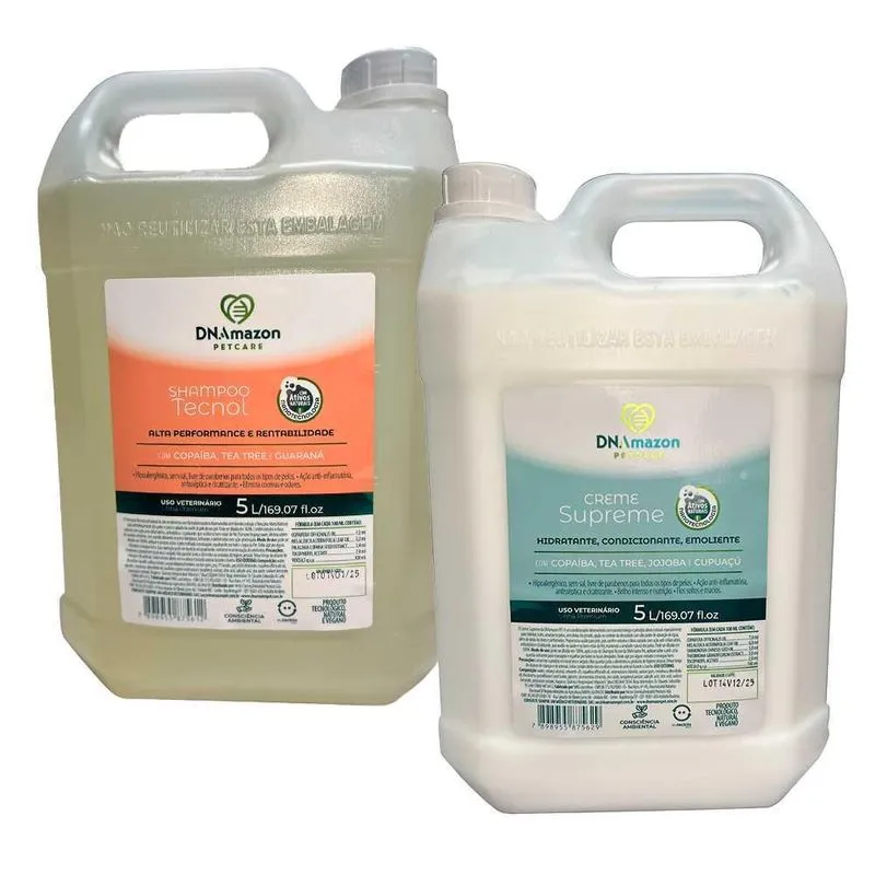 Kit Shampoo Concentrado Tecnol Pro E Condicionador Supreme Pro Para Pet Dnamazon 5 Litros Cada