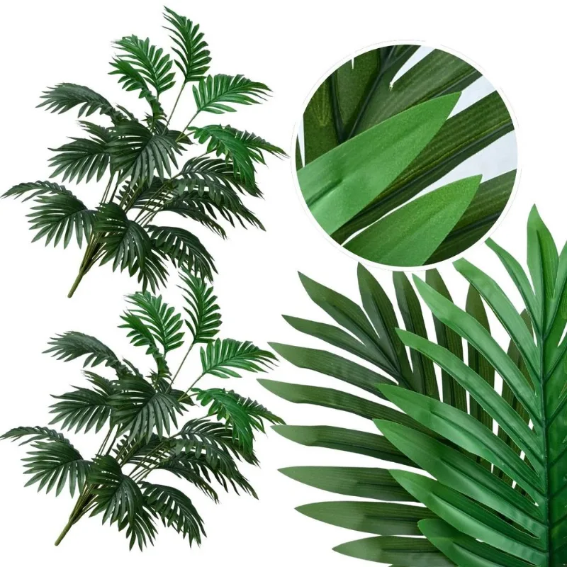 Kit 2 Plantas Artificiais Palmeira 80cm Silicone Toque Real 24 Folhas Decorativas Elegante Casa