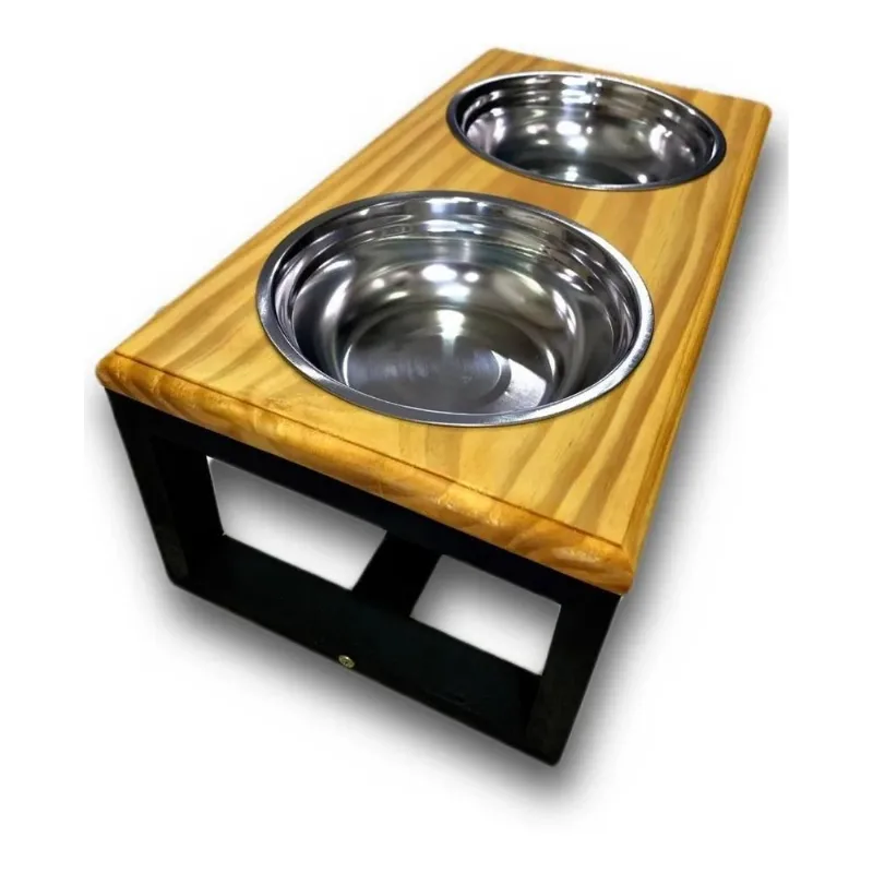 Comedouro Alto Duplo Para Cachorro Gato - Tamanho M
