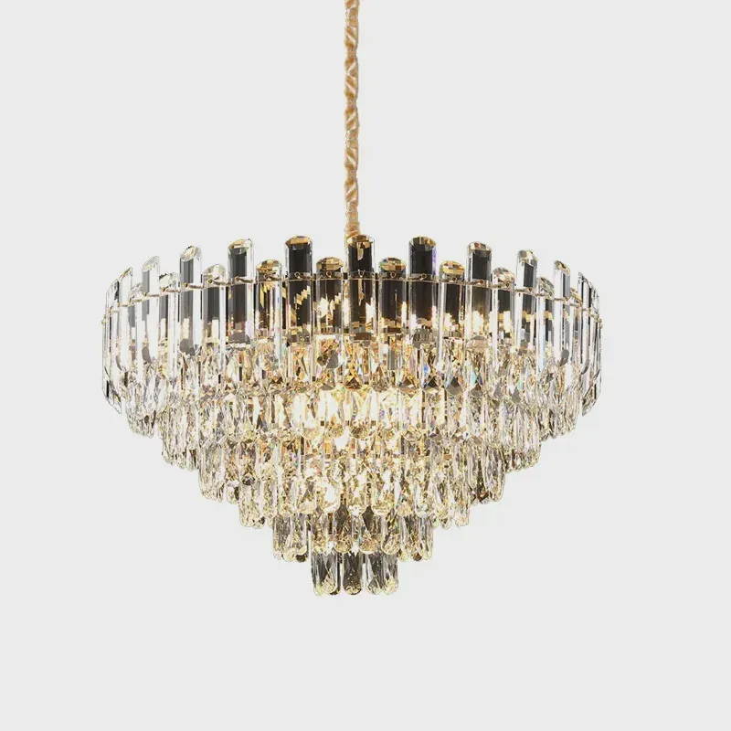 Lustre de Cristal Moderno 75x46cm Metal Dourado Para 16 Lâmpadas