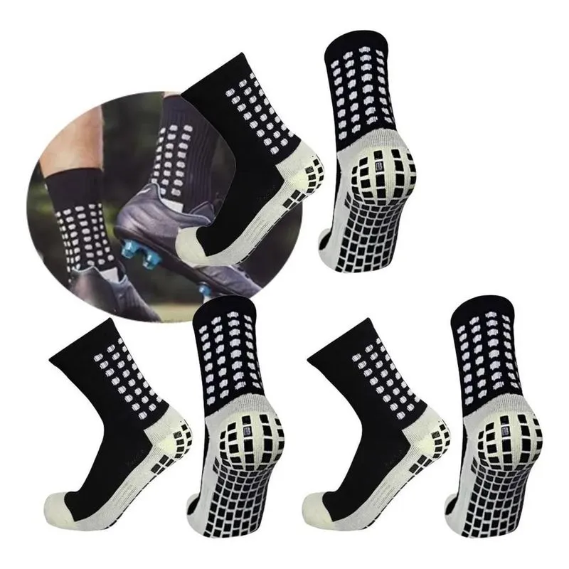 3x Kit 3 Pares Meia Antiderrapante Esportiva Futebol Treino