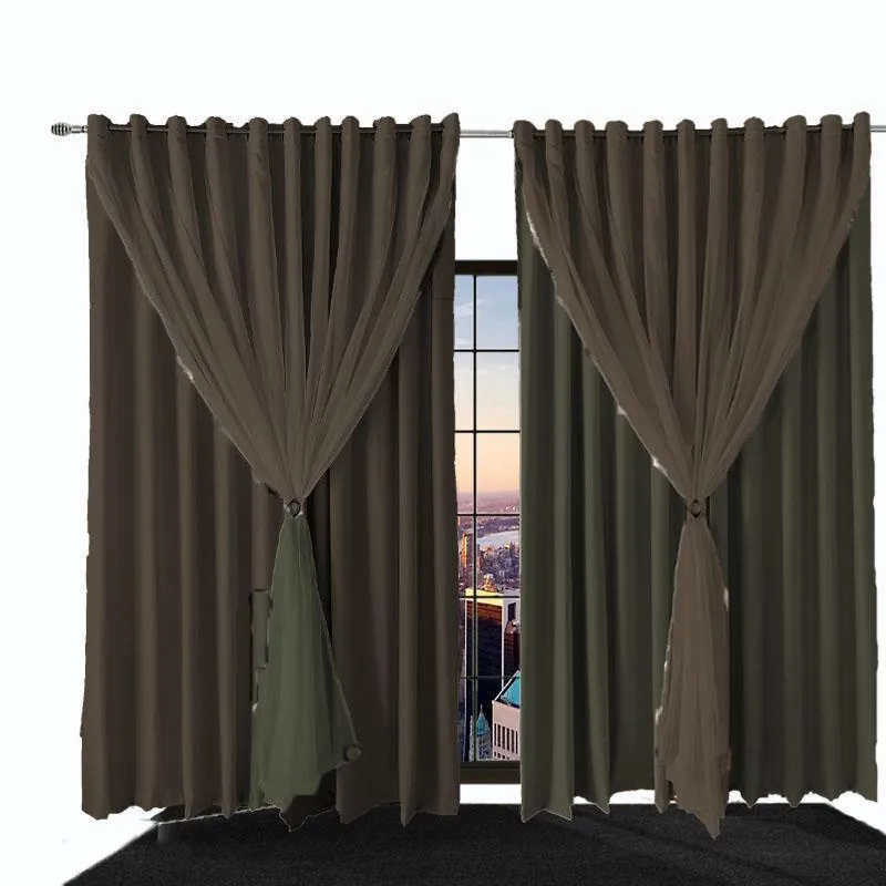 Cortina Quarto Para Sala E Blecaute Bia 4,10 X 2,70 Marrom