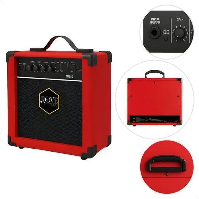 Amplificador Guitarra Rove Music Gr15 Vermelho Bivolt