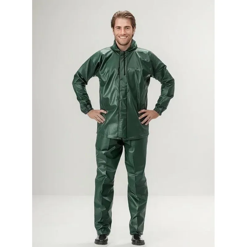 Conjunto Impermeável Pescador Capa De Chuva Pantaneiro Verde
