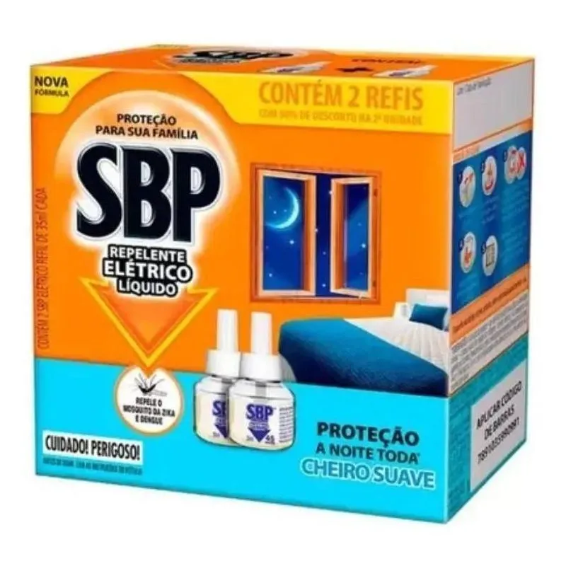 2x Repelente Líquido Elétrico Sbp Caixa 2 Unidades 35ml Cada