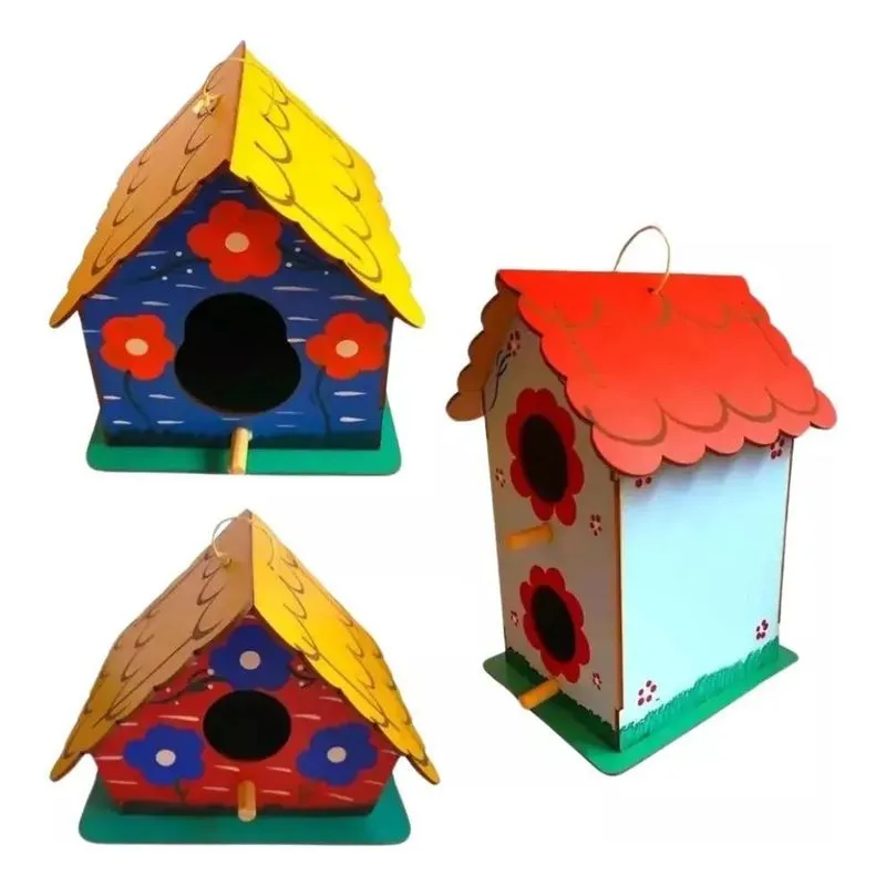 3x Kit 3 Ninho Casinhas Passarinho Ar Livre Pendurar Colorid