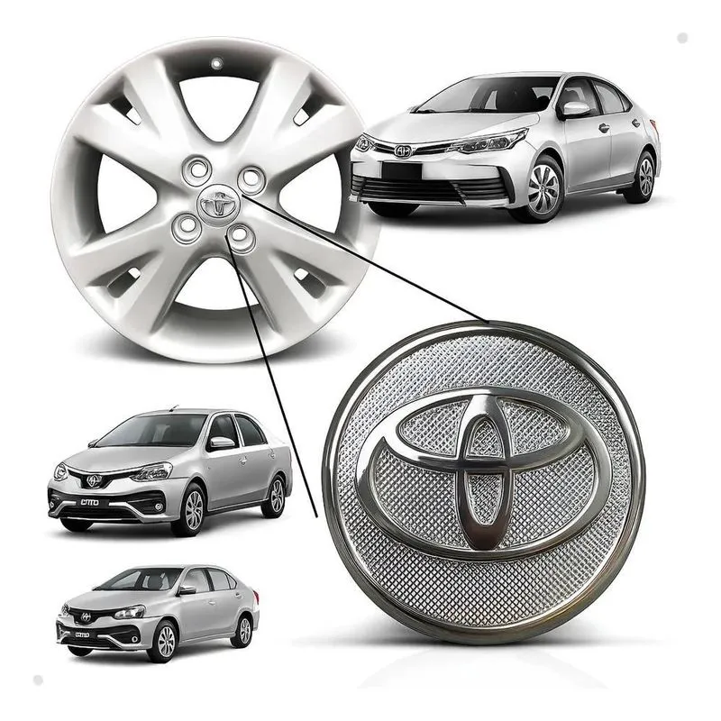 Kit 4 Calotinha Centro De Roda Toyota Corolla Etios Cromado