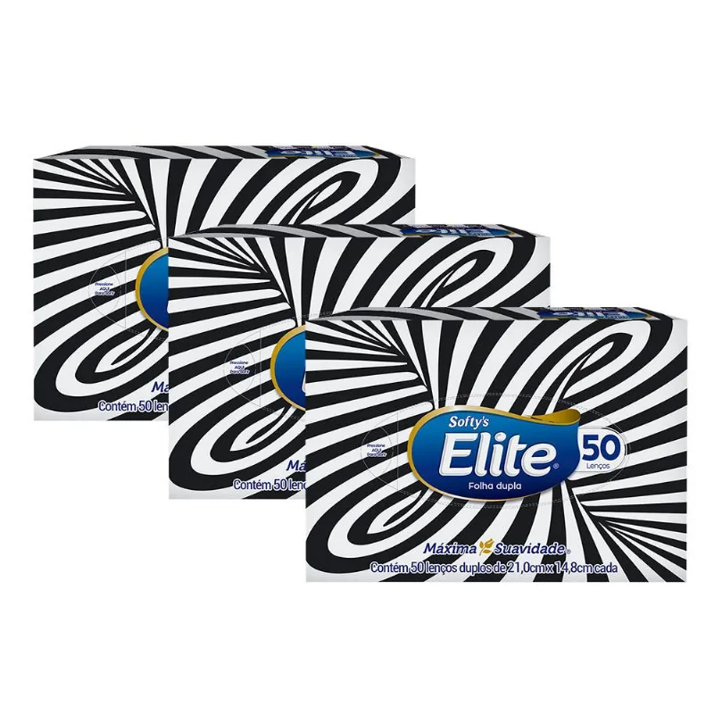 Lenço De Papel Elite 3 Pacotes 50 Folhas Cada