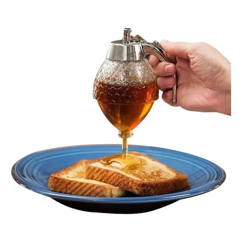 2x Meleira Honey Dispenser Pote Para Mel Cor Prateado