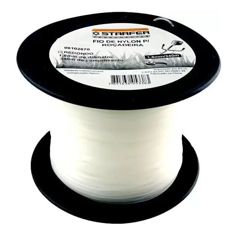 2x Starfer Fio De Nylon Branco Redondo 1.8 Mm 340 M