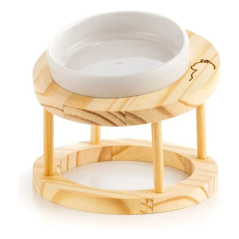 Comedouro Elevado Gato Porcelana Pet Pote Ração Gatos 230ml