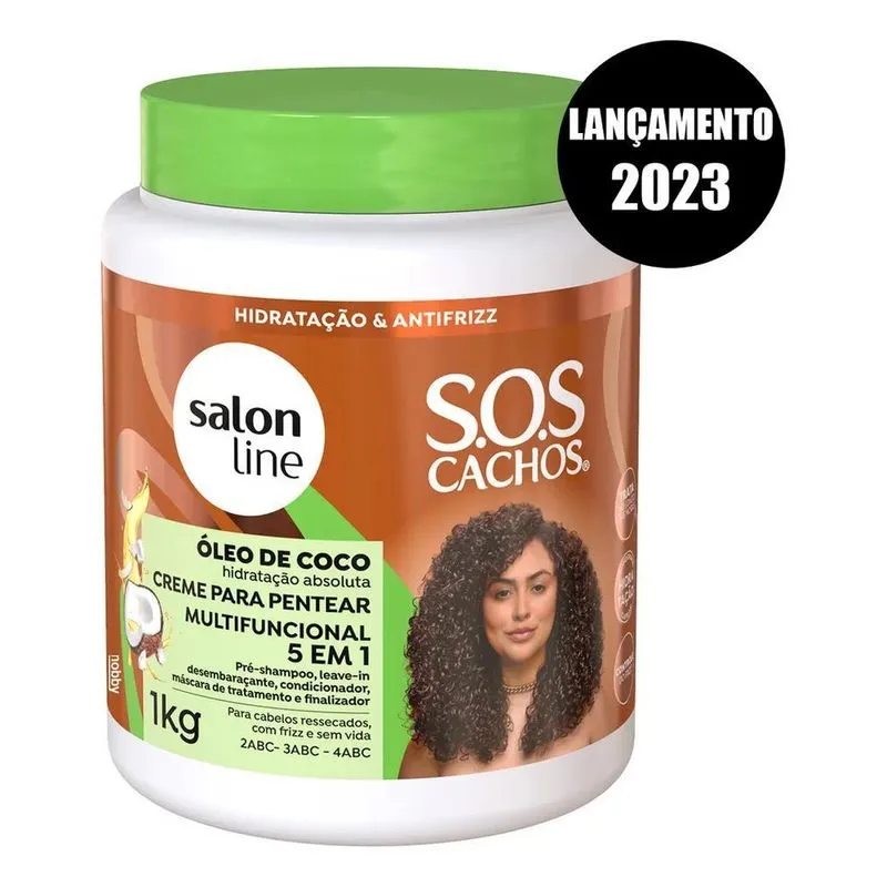 3x Máscara Creme Pentear Condiciona Cachos Coco Salon Line 1