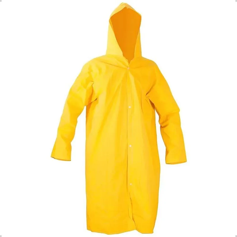 3x Capa De Chuva Amarela Pvc Forrada Impermeável Reforçada