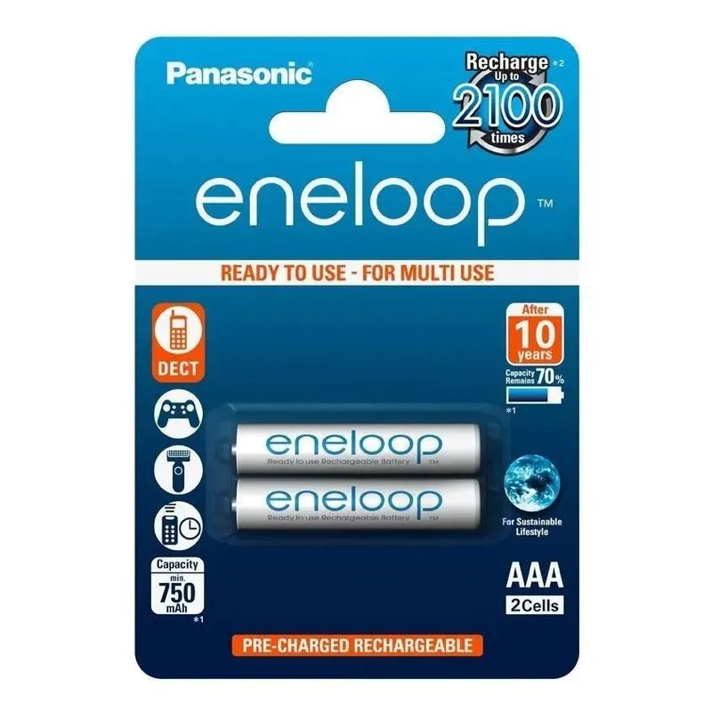 Pilha Recarregável Aaa Panasonic Eneloop Bk-4mcce Cilíndrica