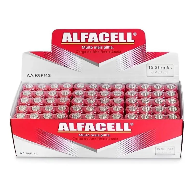 Pilha AA Alfacell LR64b Cilíndrica - Kit De 60 Unidades