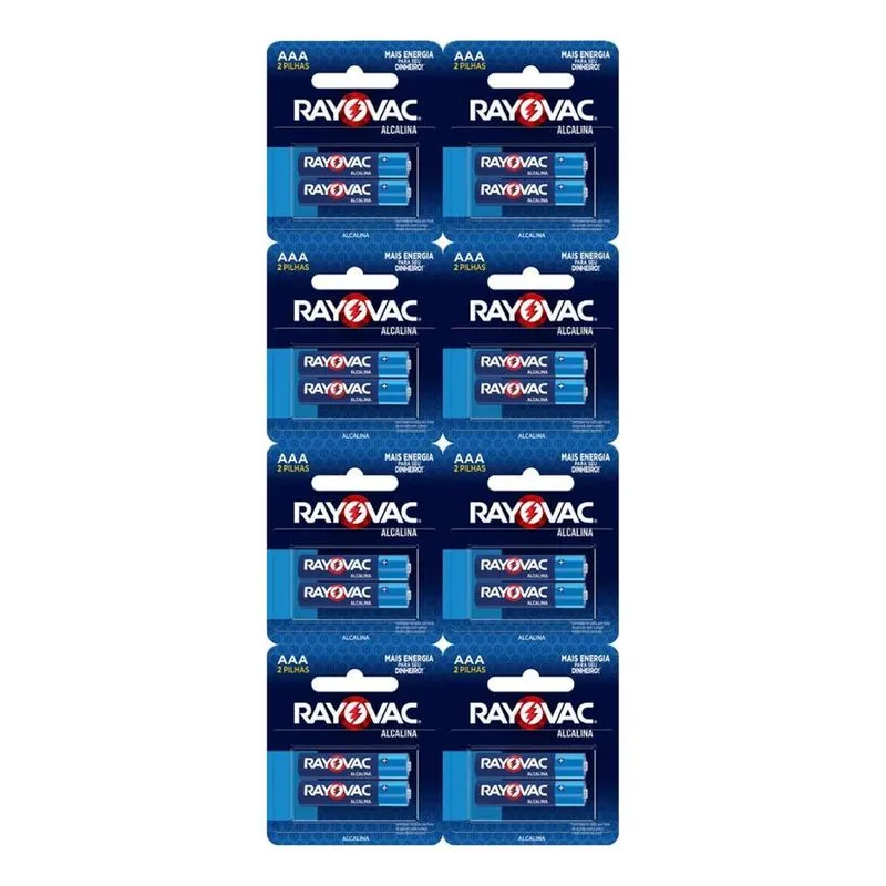 16 Pilhas Alcalinas Rayovac Palito Aaa (multiblister)