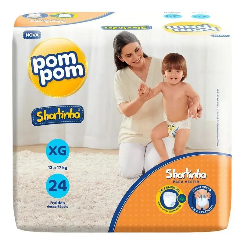 Fralda Descartável Infantil Shortinho Tamanho Xg Pacote Com