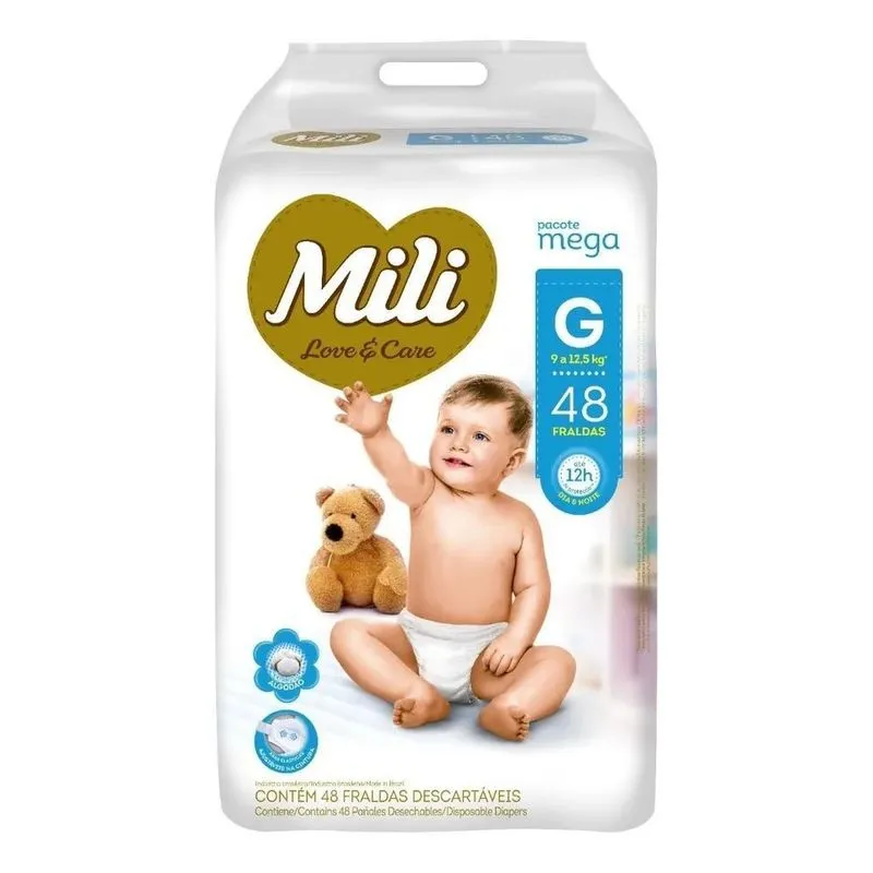 Fralda Descartável Infantil Mili Love &amp; Care G Pacote 48 Uni