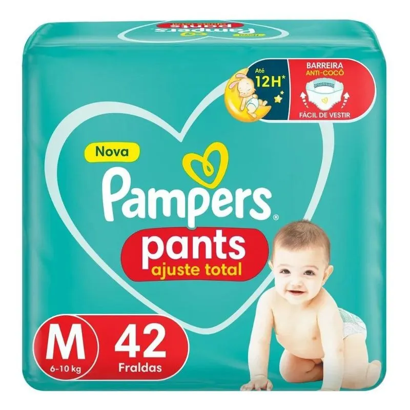 Fralda Pampers Pants Ajuste Total Mega Tamanho M 42 Unidades