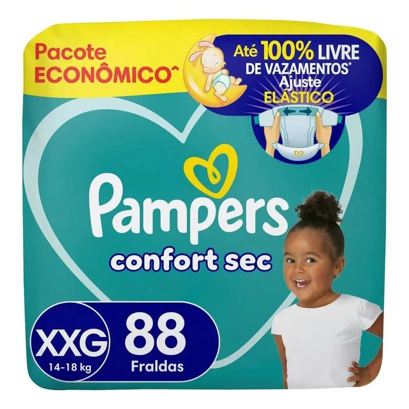 Fralda Pampers Confort Sec Tamanho XXG 88 Unidades