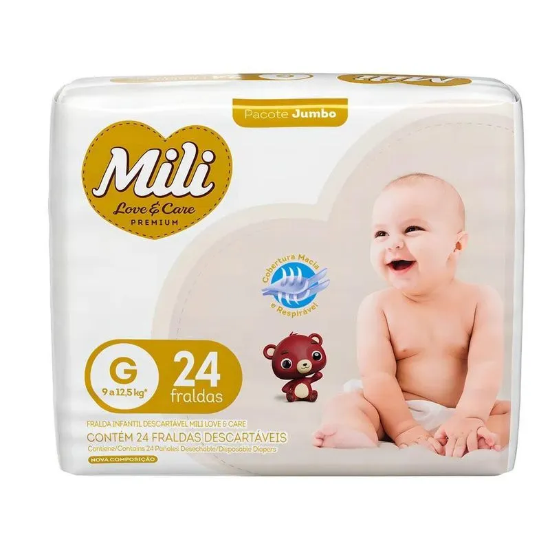 Fralda Descartável Infantil Mili Love & Care G Gêner