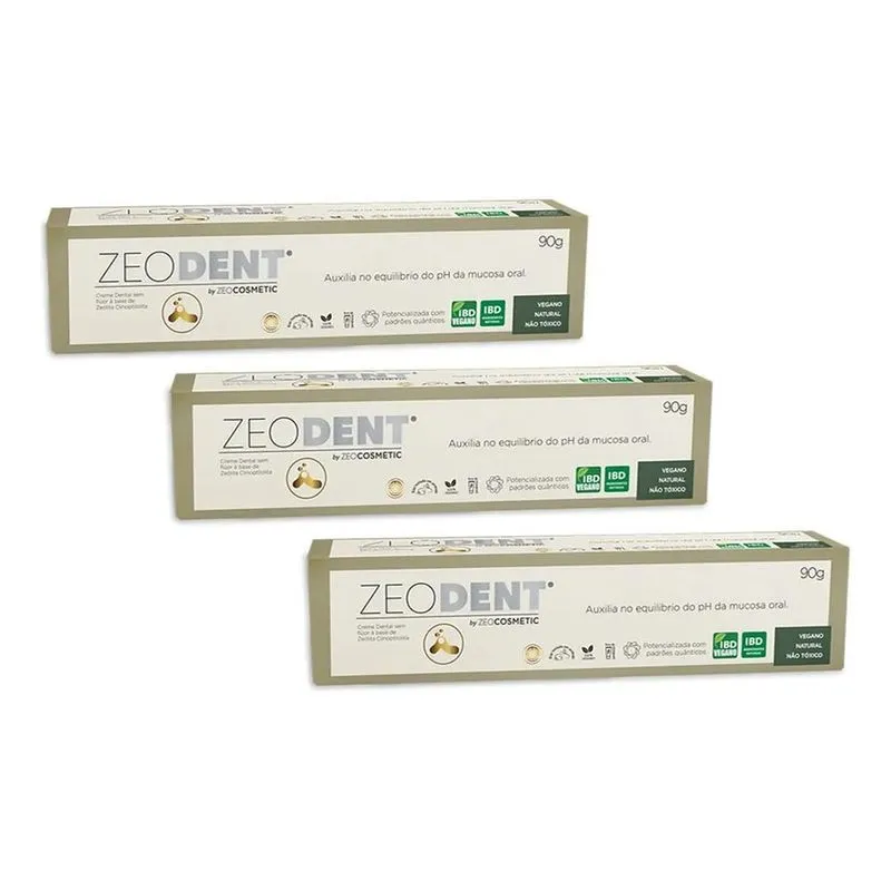 3 Zeodent Creme Dental Base Zeólita Clinoptilolita Vegano
