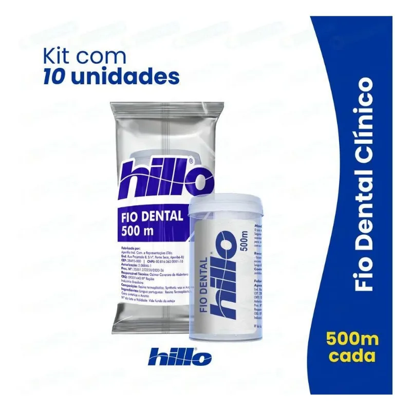 Fio Dental Hillo 500 Metros - Kit 10 Un