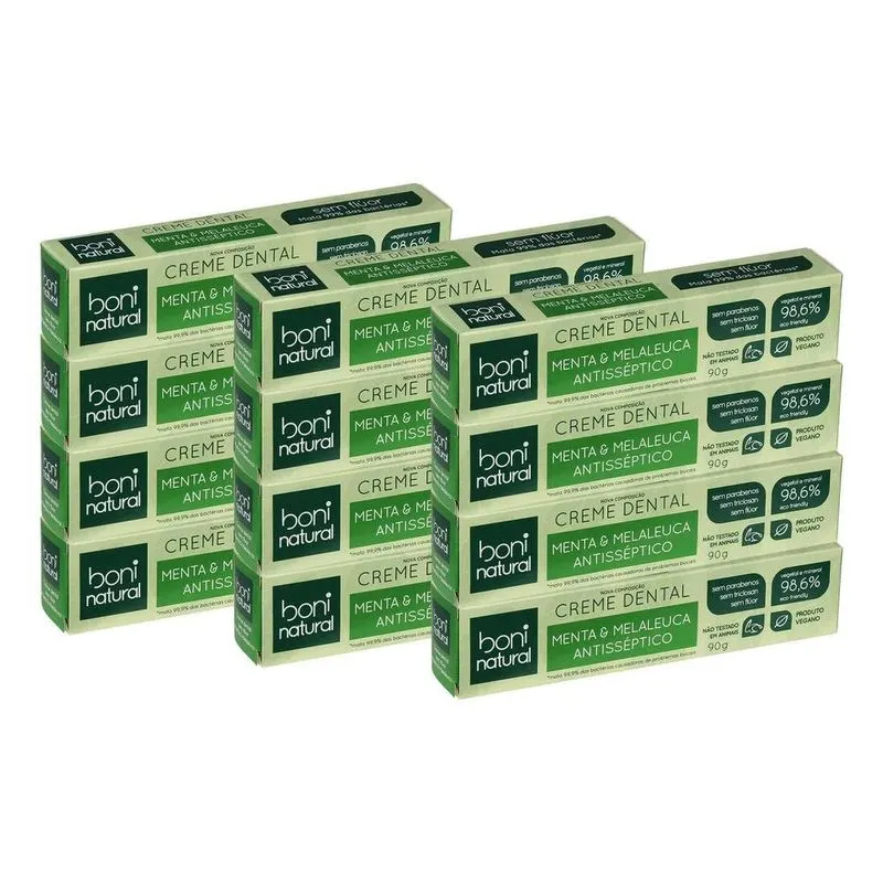 Kit 12 Cremes Dentais De Menta & Melaleuca 90g - Boni Natura