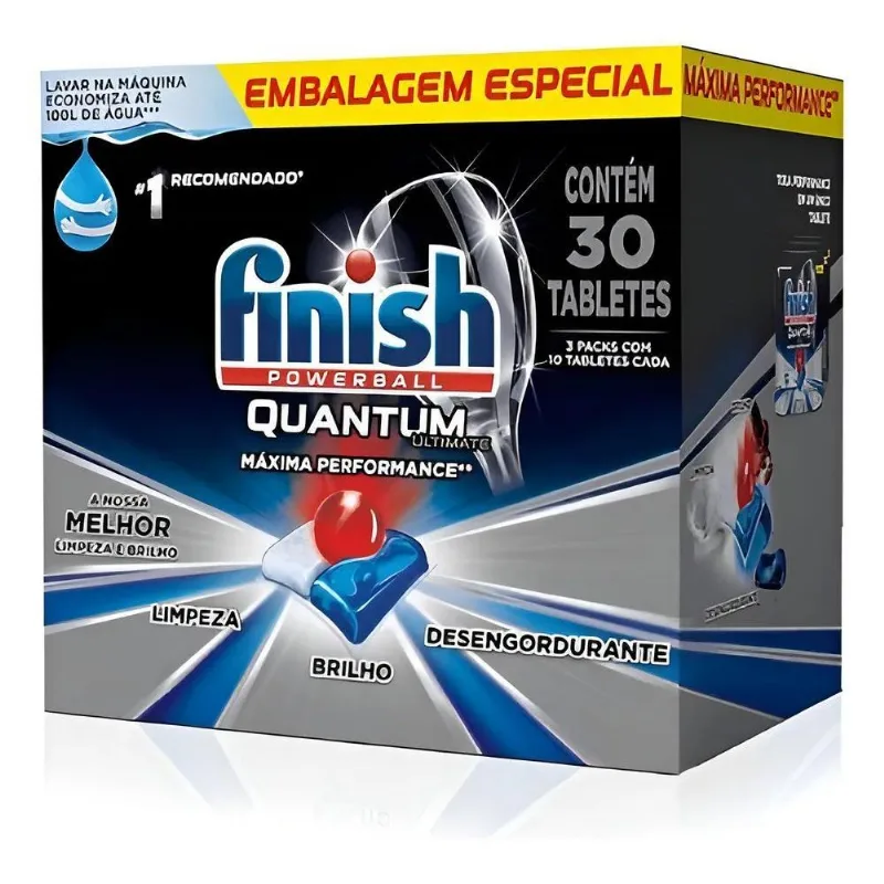 Detergente Lava-louças Finish Quantum Ultimate Caixa Com 30u