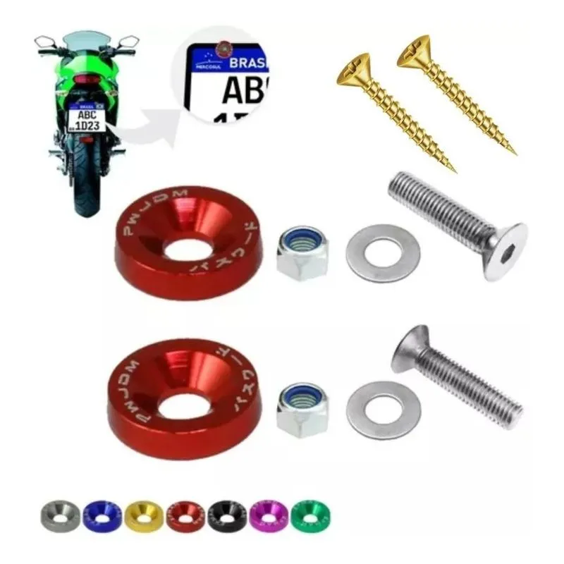 10x Parafuso Placa Alumínio Anodizado Moto Carro O Par