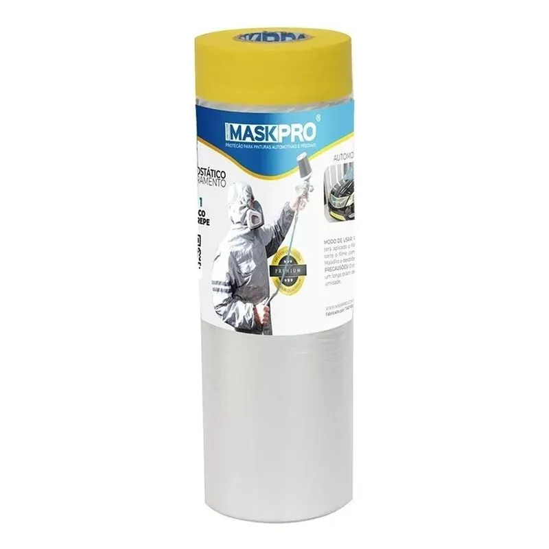 Filme Mascaramento Eletrostático Com Fita Adesiva 1,5m X 20m