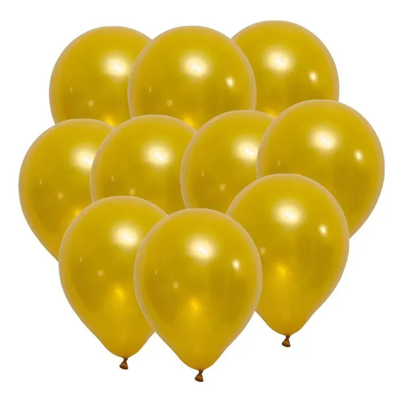 Bexiga Balão Pérola Metalizado Nº 10 Pol Com Dourado Cód. 30