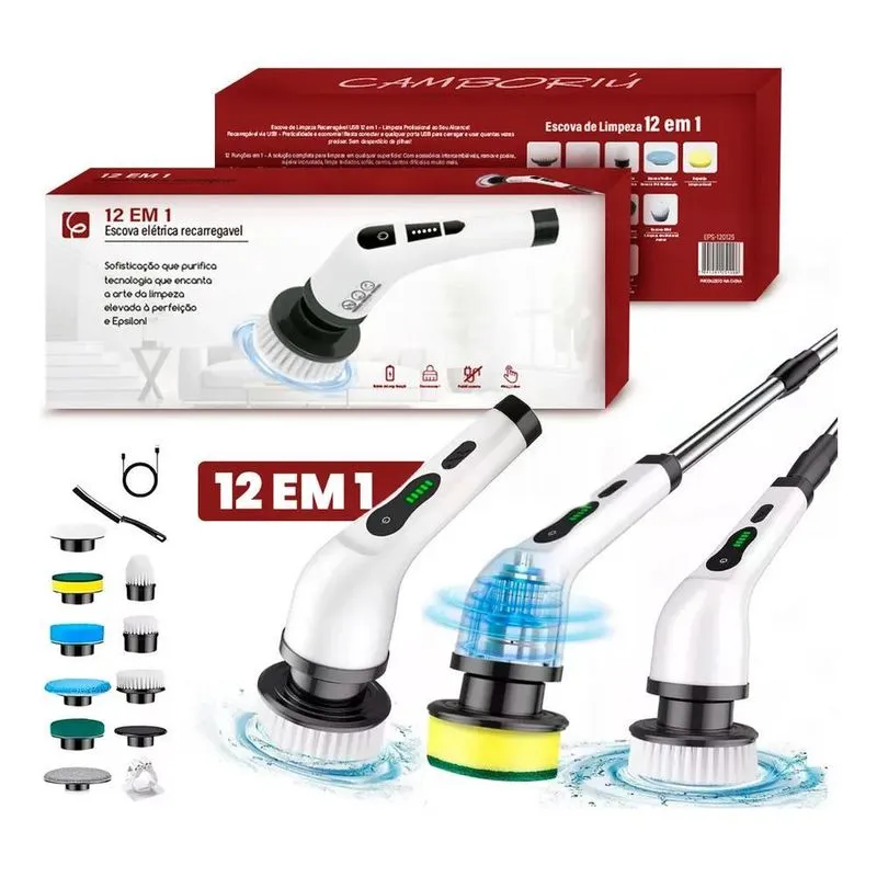 2x Eps-4112 Escova De Limpeza Elétrica 12 Em 1 Multifunciona