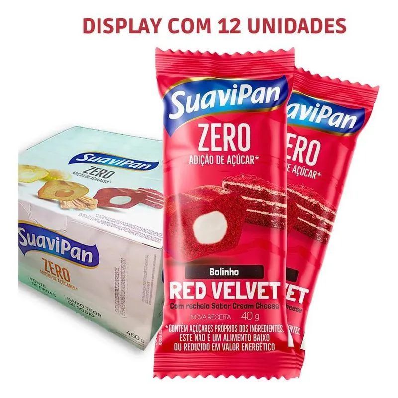 Bolinho Zero Adição De Açúcar Sabor Red Velvet Recheio Cream