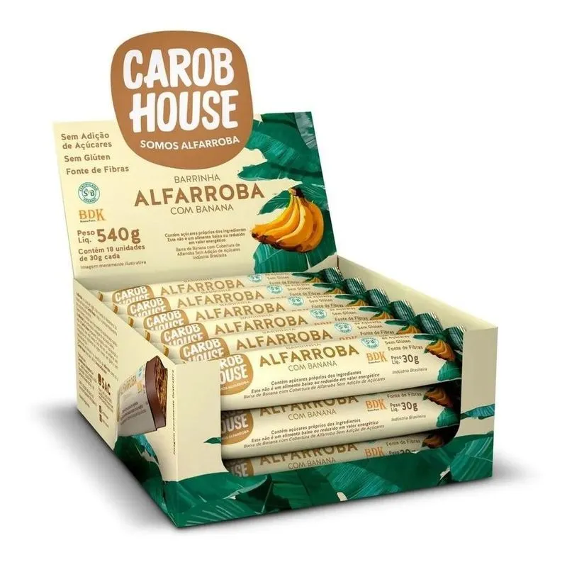 Barrinhas Alfarroba Com Banana 30g 18 Tabletes - Carob House