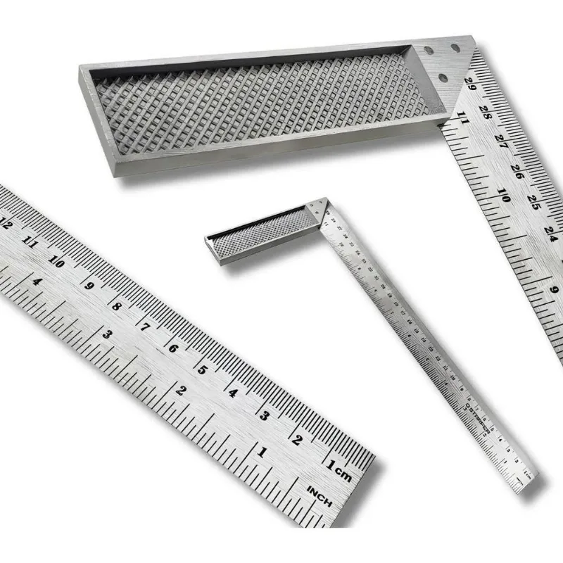 10x Esquadro Aço Inox Com Cabo De Alumínio 12'' 30 Cm - Sta
