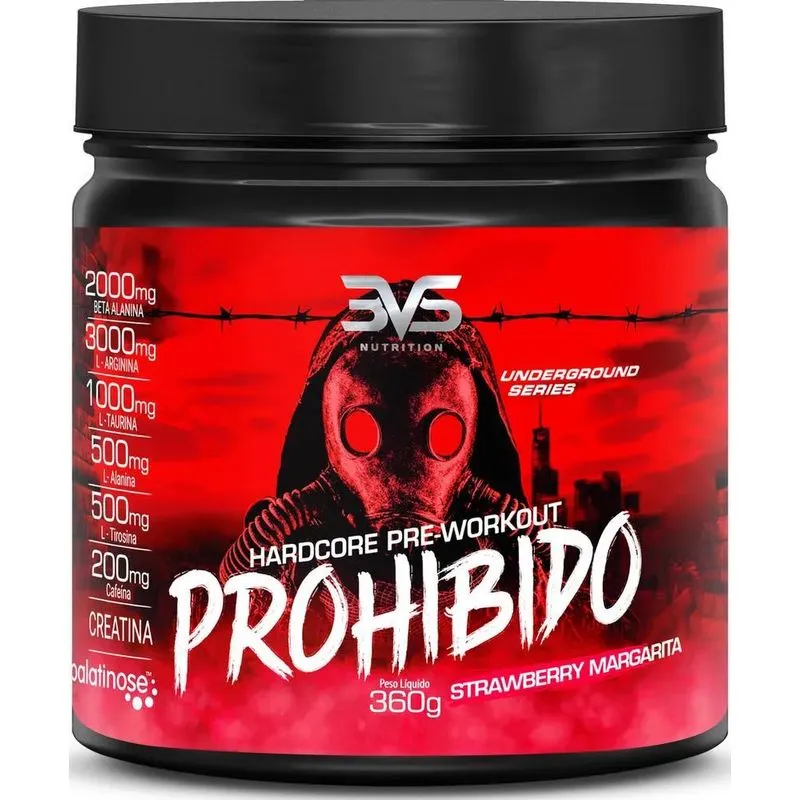 5x Prohibido Pré Treino 360g - Sabor: Morango (strawberry Ma