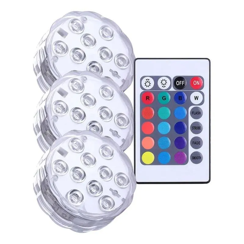 Kit 3 Luzes Led Submersíveis Para Piscina E Decoraç - Pilhas