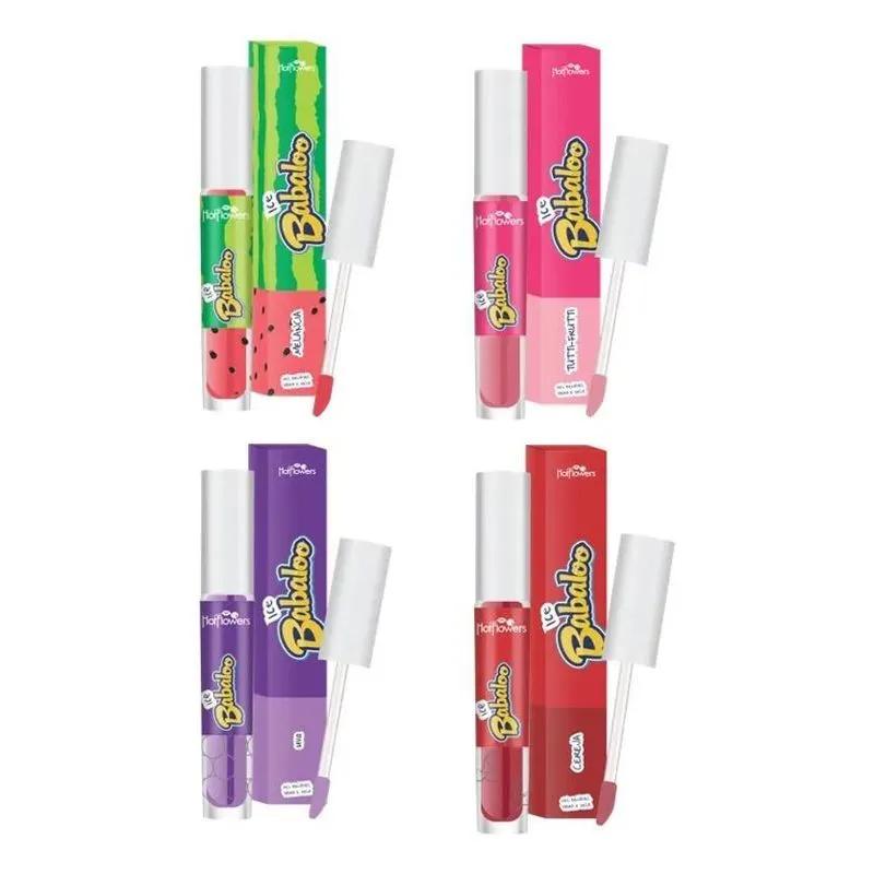 Kit 4 Gloss Labial Ice Babaloo Hot Flowers 4ml Acabamento Br