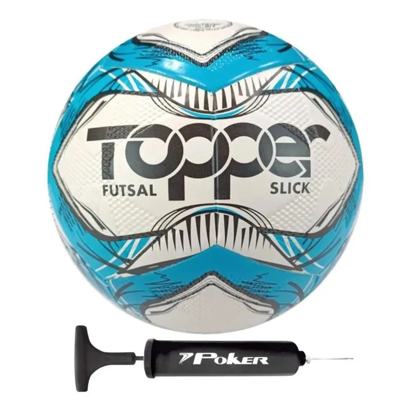 3x Bola Futsal Topper Slick Fusionada Oficial + Bomba De Ar