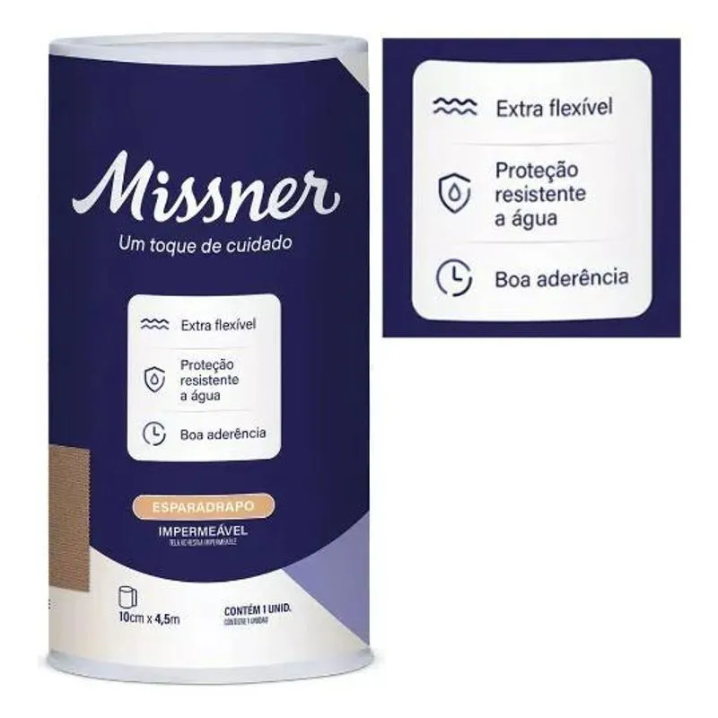 3x Esparadrapo Impermeável Bege 10cm X4,5m Missner