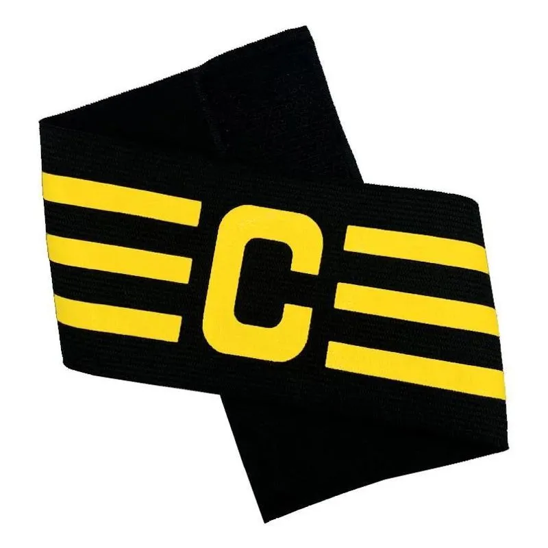 2x Faixa De Capitão Cor Preta E Amarela Braçadeira Elástica